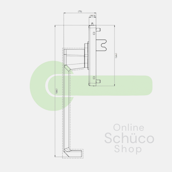 Schüco Aluminium PSK Griff abschließbar für Schiebetür Silber RS 247696 /277796 - LS 247695 / 277795