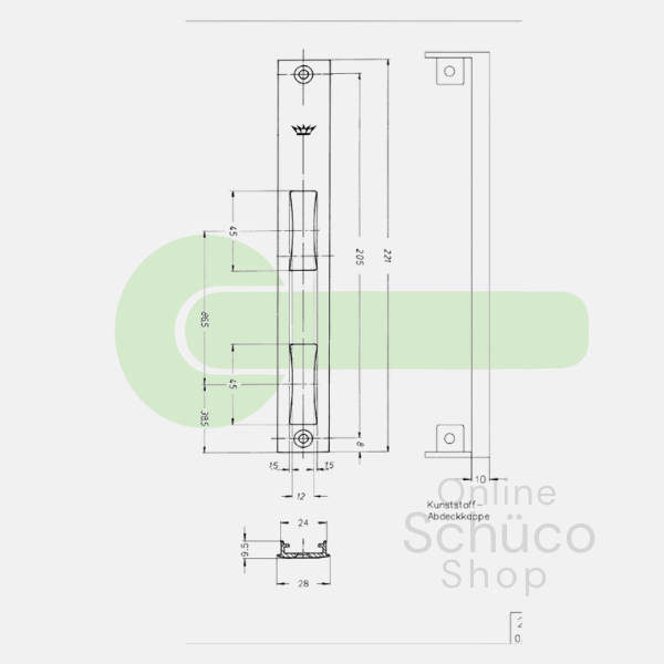 Schuco Schließblech 221 mm - 208426