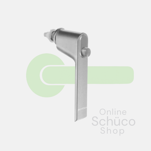 Schüco Fenstergriff mit Druckknopf - Farben: 247289 Aluminium / 247290 Schwarz 9005 / 247291 Weiß 9010 / 247292 Weiß 9016 / 247294 Edelstahl