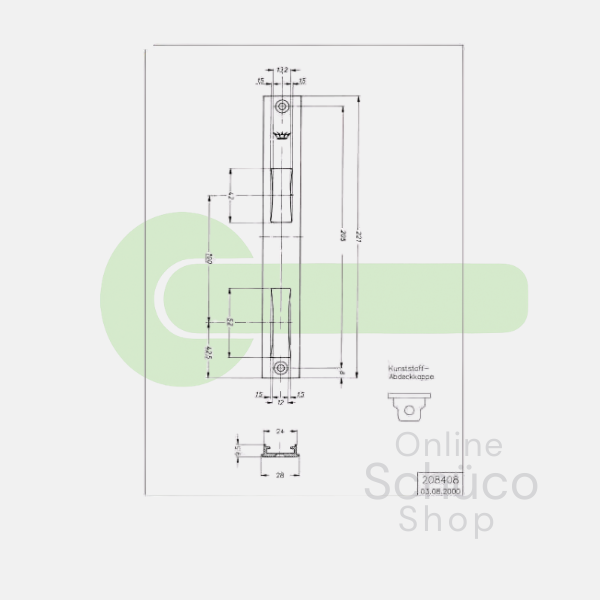 Schüco Schließblech 221 mm - 208408