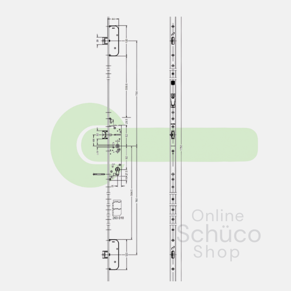 Schüco Panik-Mehrfachverriegelung Interlock B 39/92/9 - 279472