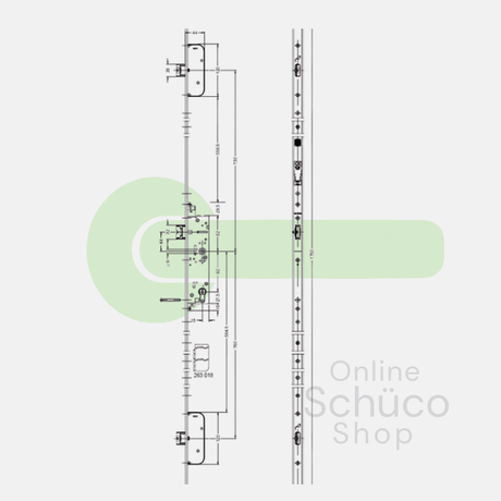 Schüco Panik-Mehrfachverriegelung Interlock B 39/92/9 - 279472